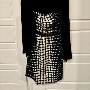 The Limited Strapless Black/Cream Polka Dot Dress with Removable Belt, Size 6